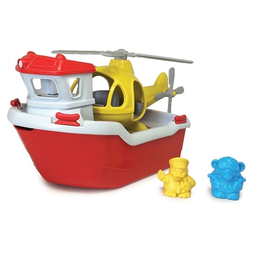 Green Toys reddingsboot & helicopter